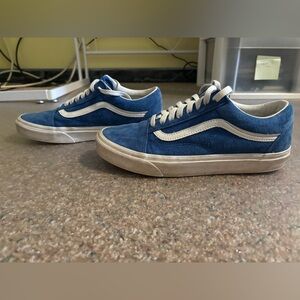 Blue Suede Vans with White Accents